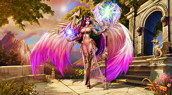 Pink Angel, wings, art, , angel, girl, woman, pink, digital, pretty, fantasy HD wallpaper
