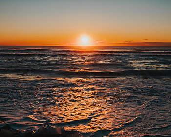 Landscape, Nature, Sunset, Sea, Twilight, Waves, Dusk HD wallpaper