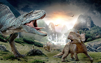 Pachyrhinosaurus and Tyrannosaurus, Dinosaurs HD wallpaper