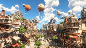 Steampunk Dreams: A Futuristic City, futuristic city, steampunk HD wallpaper