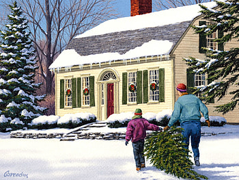 Holidays, New Year, Christmas, Family, Christmas Tree, Postcard, Attribute HD wallpaper