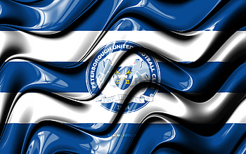 Peterborough United flag, , blue and white 3D waves, EFL Championship, english football club, football, Peterborough United logo, soccer, Peterborough United FC HD wallpaper