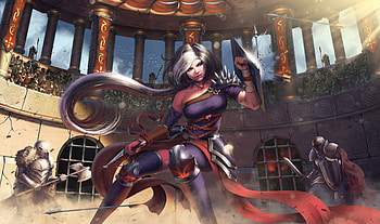 Women, gladiator, warrior, attack HD wallpaper