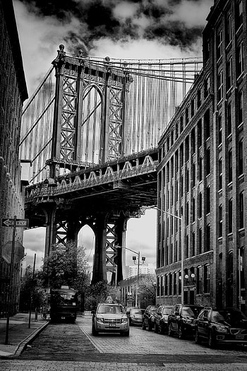 New York Black and White, Iconic bridge, Monochromatic beauty HD phone wallpaper
