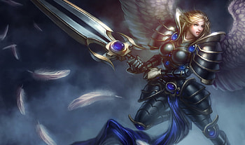 Kayle Battleborn, judicator splash, kayle - the judicator, knight, angel, the judicator, legend, wing, cg, league of legends, game, warrior, female, kayle, sword, splash, girl, battleborn, action, fantasy, video game, adventurel, judicator HD wallpaper