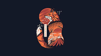 Minimalism artwork, Asian fox, Simple , Artistic HD wallpaper