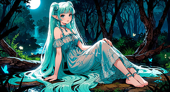 Elven Princess, elf, aqua hair, anime girl, long hair, princess HD wallpaper
