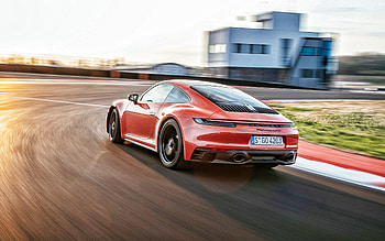 2022, Porsche 911 Carrera 4 GTS, , rear view, exterior, range sports coupe, new orange 911 Carrera 4 GTS, German sports cars, Porsche HD wallpaper