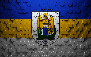 Flag of Jena, honeycomb art, Jena hexagons flag, Jena, 3d hexagons art, Jena flag HD wallpaper