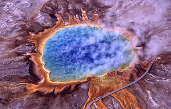 Aerial, , Grand Prismatic Spring, Spring, Yellowstone HD wallpaper