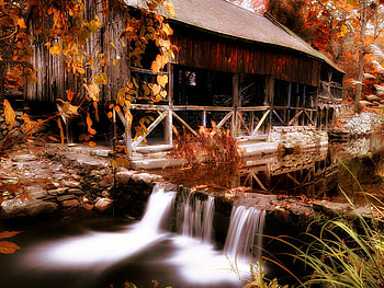 Watermill, mill, fall, autumn, grist mill, water HD wallpaper