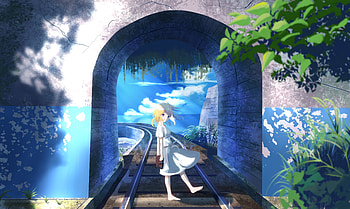 Anime girl, original, railroad HD wallpaper