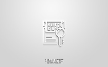 data analytics 3d icon, white background, 3d symbols, data analytics, business icons, 3d icons, data analytics sign, business 3d icons HD wallpaper