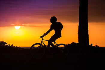 Sunset, Dark, Silhouette, Bicycle, Cyclist HD wallpaper