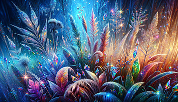 Frosty Enchanted Forest, frosty, fantasy, plant, crystal, colorful HD wallpaper