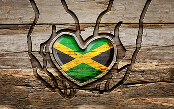 I love Jamaica, , wooden carving hands, Day of Jamaica, Jamaican flag, Flag of Jamaica, Take care Jamaica, creative, Jamaica flag, Jamaica flag in hand, wood carving, North American countries, Jamaica HD wallpaper
