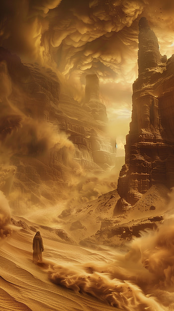 Majestic Sandstorm Landscape, desert HD phone wallpaper