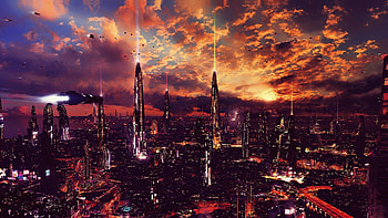 Futuristic city, science fiction, fantasy, artwork HD wallpaper