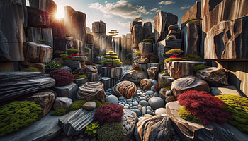 Majestic Rock Garden, rock garden, landscape, rocks, garden, sunlight HD wallpaper