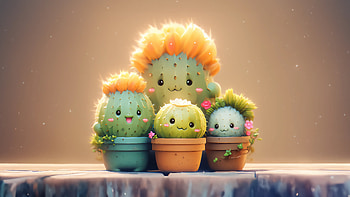 Cute Cactus Family , cactus, artist, artwork, digital-art HD wallpaper