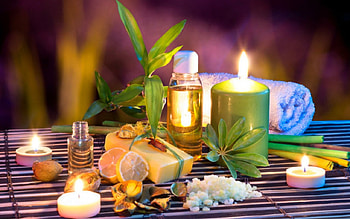 Spa, candles, towel, soap HD wallpaper
