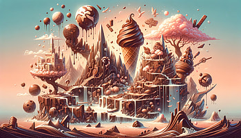 Chocolate Ice Cream Fantasy World, ice cream, chocolate ice cream, fantasy landscape, surreal art HD wallpaper