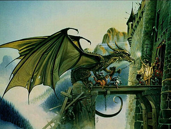 Dragon Castle, captive horse, green dragon, bridge, castle, warriors HD wallpaper