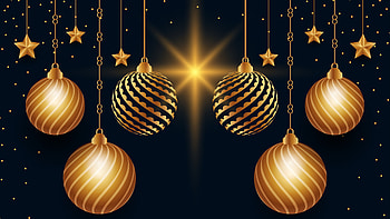 Golden Black Christmas Decoration Balls Stars Glare Light Christmas HD wallpaper