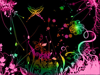 Digital Paradise, colorful, digital, butterfly, fantasy, pretty, vector, flowers HD wallpaper