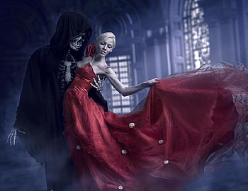 Dancing with death, abstract, graphy, fantasy, girl, , female HD wallpaper