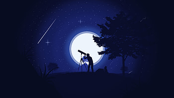 Stargazing Minimal Artwork HD wallpaper