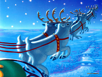 Flying, blue, fly, reindeer, christmas HD wallpaper