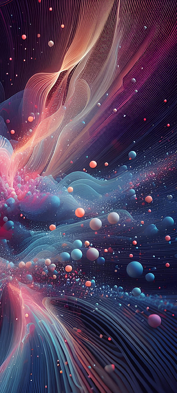 Vibrant abstract waves with floating orbs, Abstract, wave HD phone wallpaper
