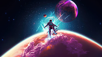 Astronaut Leaping Amid A Colorful Galaxy, astronaut, ai, artist, artwork, digital-art, deviantart HD wallpaper