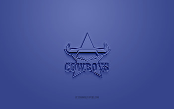 North Queensland Cowboys, creative 3D logo, blue background, National Rugby League, 3d emblem, NRL, Australian rugby league, Townsville, Australia, 3d art, rugby, North Queensland Cowboys 3d logo HD wallpaper