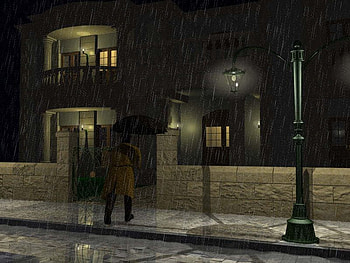 3D, rain, light, home HD wallpaper