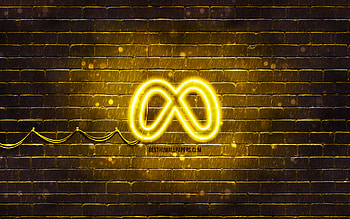 Meta yellow logo, , yellow brickwall, Meta logo, yellow abstract background, brands, Meta neon logo, Meta HD wallpaper