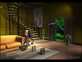 Sorry, stair case, door, mouse, couch, friend, creature, home, female HD wallpaper