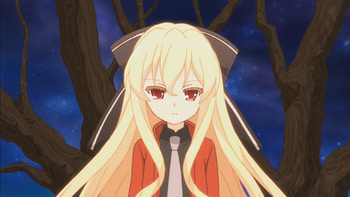 Leticia, Red Eyes, Tie, Red Jacket, Ribbon, Blonde, Night, Long Hair HD wallpaper