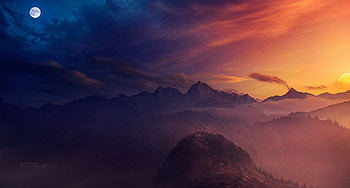 Moon Landscape Fantasy, moon, landscape, fantasy, artist, artwork, digital-art, deviantart HD wallpaper