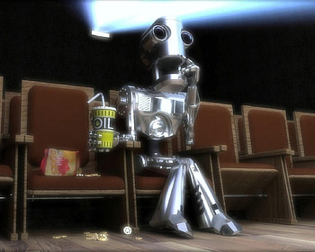 Robot At The Movies, 3d and cg, popcorn, robot, movie HD wallpaper