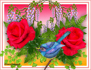 BLUEBIRD AMONG THE FLOWERS, ART, FLOWERS, BIRD, ABSTRACT HD wallpaper