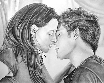 Primul Sarut, first, boy, love, kiss, girl, lovers, draw HD wallpaper