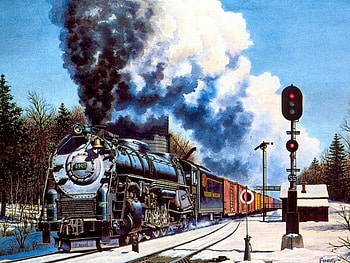 Winter Steam, artwork, steamtrain, snow, train, railway, locomotive HD wallpaper