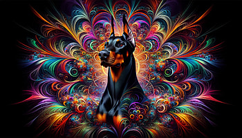 Colorful Abstract Doberman Art, doberman pinscher, dog, vibrant colors, Abstract, Digital artwork HD wallpaper