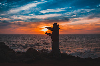 Nature, Sunset, Sea, Sun, Human, Person HD wallpaper