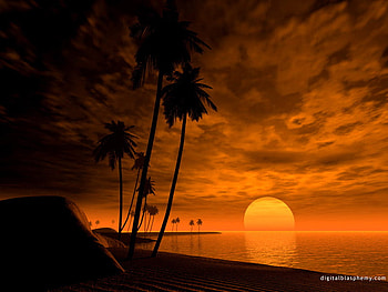 SUNSET ON FAR SHORE, gorgeous, beautiful, scene, sunset HD wallpaper