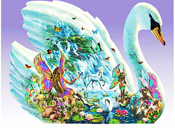 Painted Swan, horse, bird, butterfly, rabbits, colors, fairies, water HD wallpaper