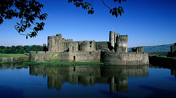 caerphilly castle wales, castle, ancient, reflection, lake HD wallpaper