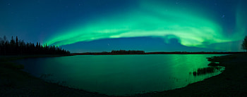 aurora, night, sky, green flame, lake HD wallpaper